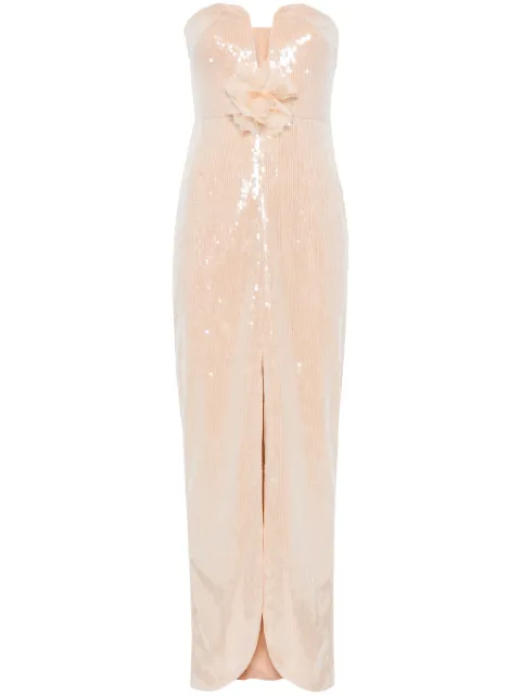 Self-Portrait sequinned maxi dress Neutrals AW24113XT