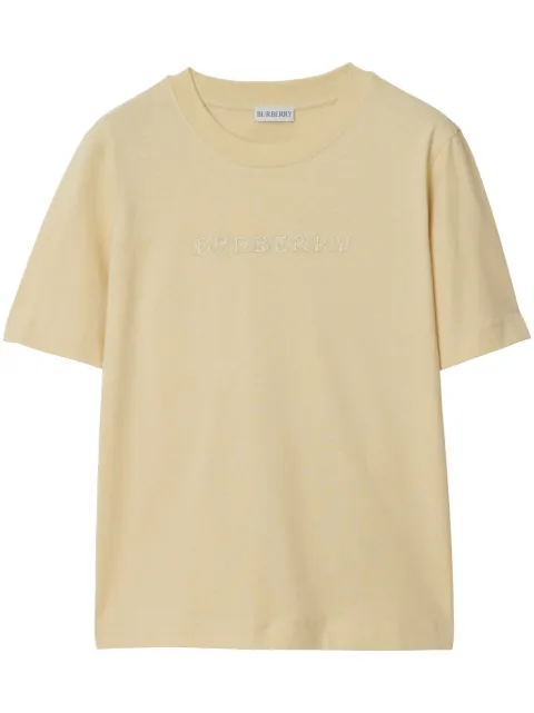 Burberry logo-embroidered cotton T-shirt Neutrals 8097925
