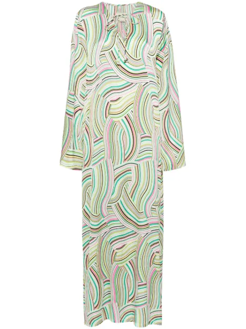 Bambah geometric striped kaftan Green BMBL2507