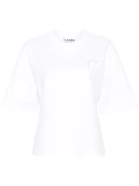 GANNI embroidered-logo T-shirt White T4028