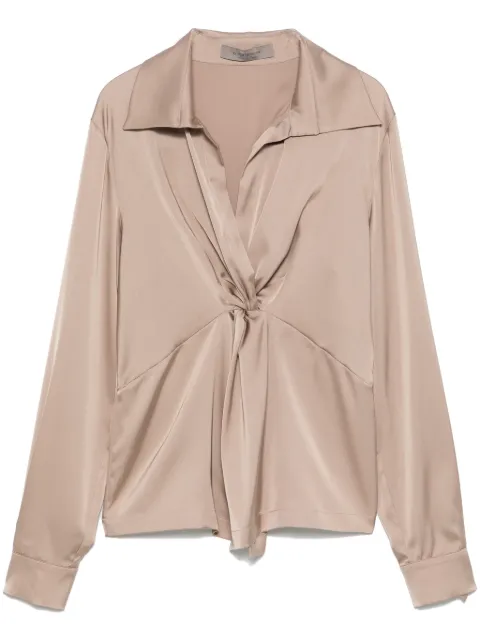 D.Exterior gathered-detail blouse Brown 59707