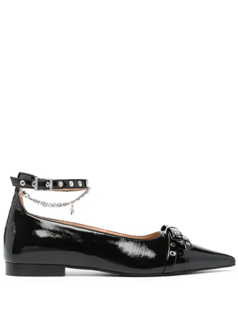 GANNI bow-detail ballet flats Black S2751