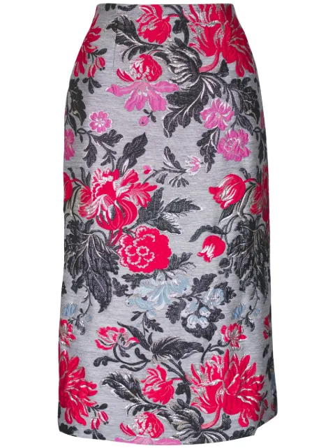 Carolina Herrera floral-jacquard midi skirt Grey F2411N303MOJ