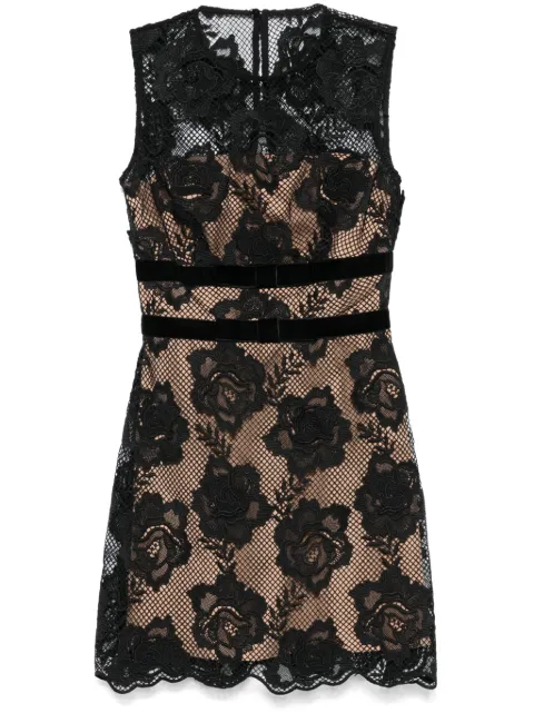 Self-Portrait bow-detail lace mini dress Black AW24017SB