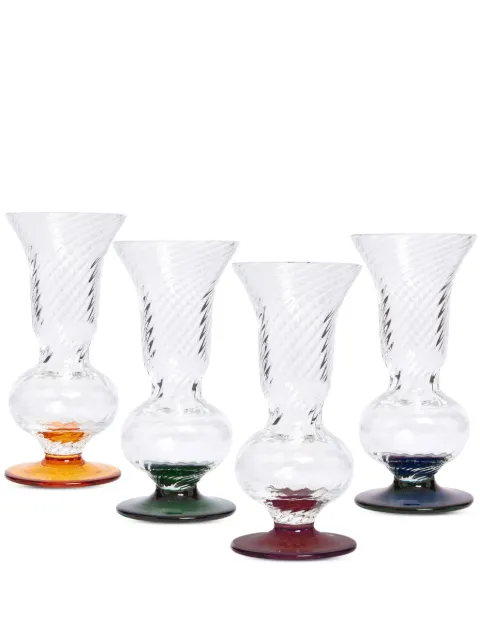 La DoubleJ faceted flutes (set of four) White GLA0030MUR001ASS06MU03