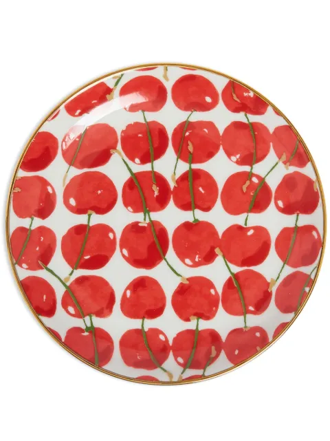 La DoubleJ Cherries Avorio dessert plate White SID0006CER001CHY05WH04