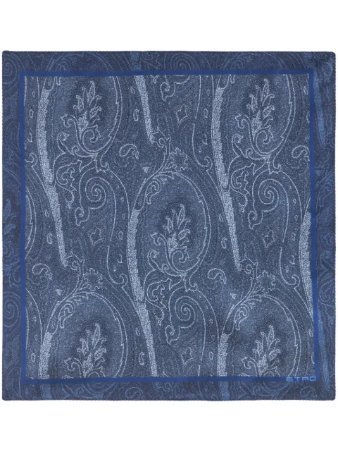 ETRO paisley-logo-print silk scarf Blue MAUA0004AK461