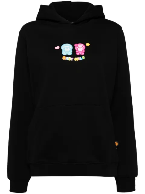 A BATHING APE® logo-print long-sleeved hoodie Black 0SW3039XXN