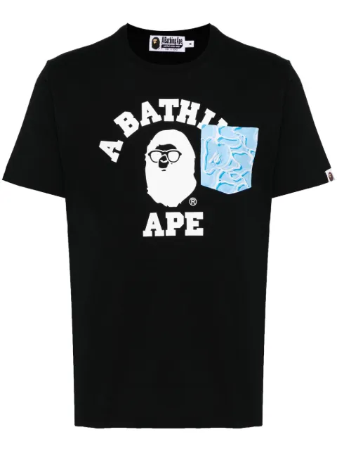 A BATHING APE® logo print T-shirt Black 001CSK701001F