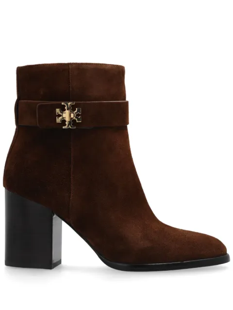 Tory Burch 90mm logo-plaque suede ankle boots Brown 156277