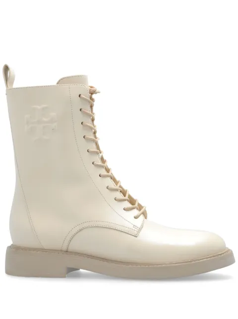 Tory Burch logo-embossed leather boots Neutrals 159316