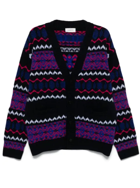 Laneus intarsia-knit cardigan Blue F4LAMACA034