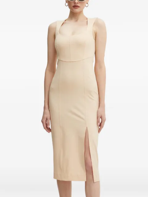 Patrizia Pepe square-neck slit midi dress Neutrals 8A1401A110