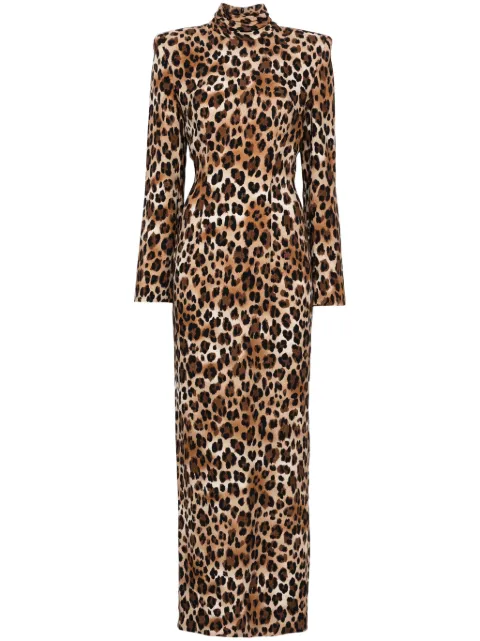 Rowen Rose leopard-print maxi dress Brown RR323