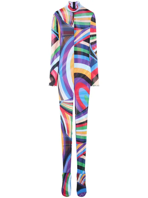 PUCCI semi-sheer tulle jumpsuit Blue 4UJI404U759