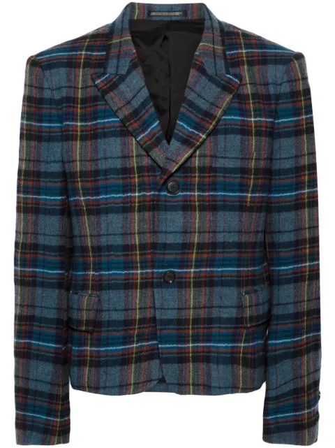 Yohji Yamamoto tartan wool blazer Blue HEJ30906