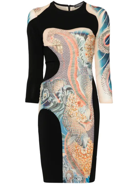 Alexander McQueen Japanese-style print mini dress Black 261987