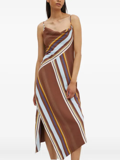 A.L.C. Lauren cowl-neck striped dress Brown 6DRES02381