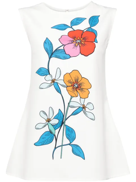 Bambah Hibiscus sleeveless tunic White BMFW2429