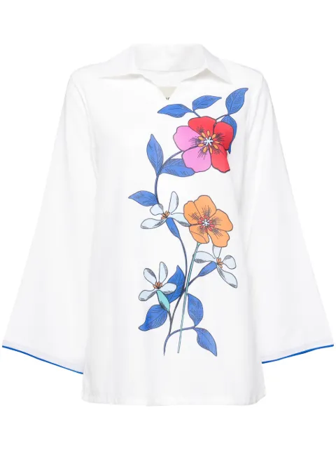 Bambah Hibiscus linen tunic White BMFW2411