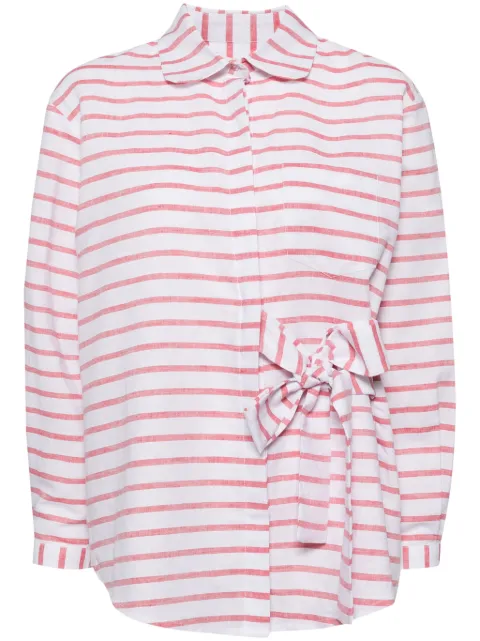 Bambah striped tie belt shirt White BMFW2409