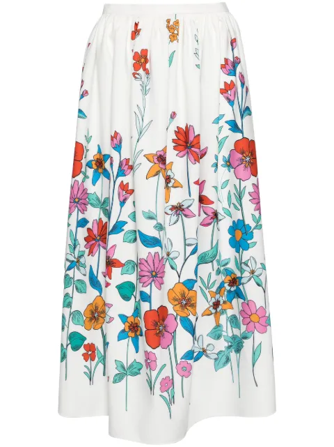 Bambah Hibiscus midi skirt White BMFW2441