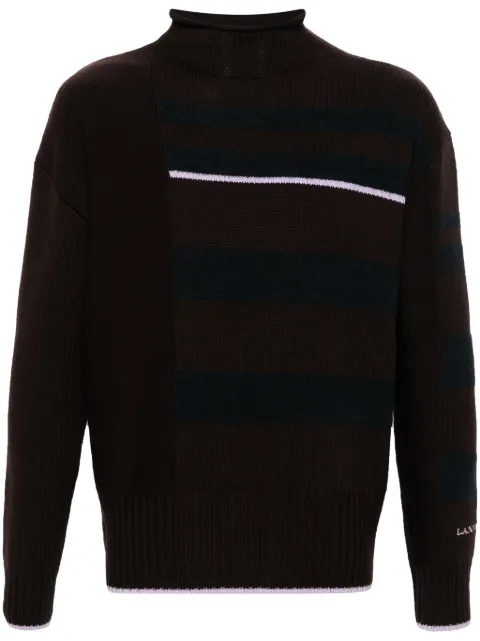 Lanvin striped mock-neck jumper Brown RMPO0051K041A24