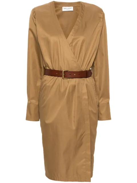 Saint Laurent belted dress Brown 792010Y3A99