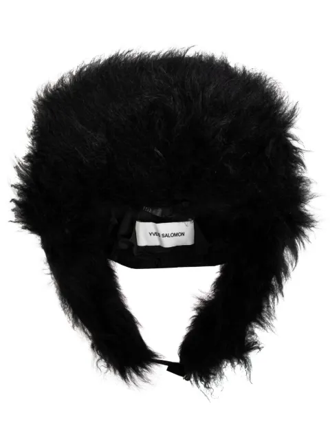 Yves Salomon fur-trim ear hat Black 24WAA007XXDOTM