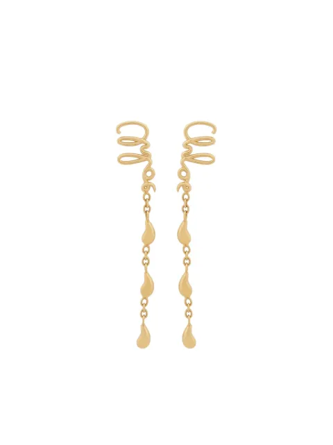 Chloé logo-script drop earrings Gold CHC24WFE05CB7