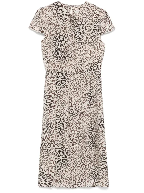 Alessandra Rich leopard-print pleated midi dress Neutrals FABX4027F4478