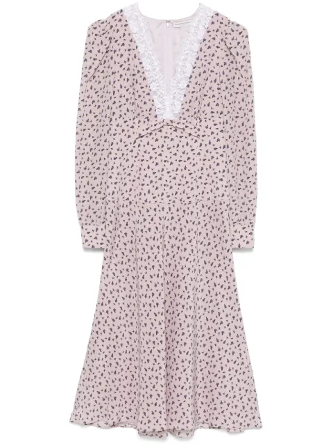 Alessandra Rich rose-print midi dress Purple FABX3985F4464