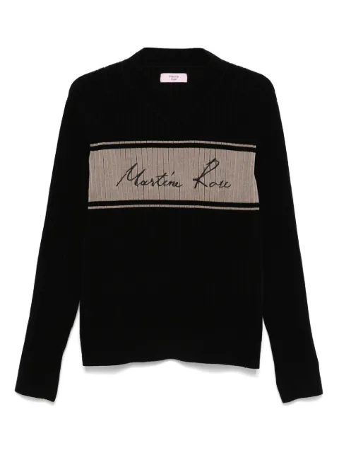 Martine Rose chenille V-neck sweater Black 946YA02008