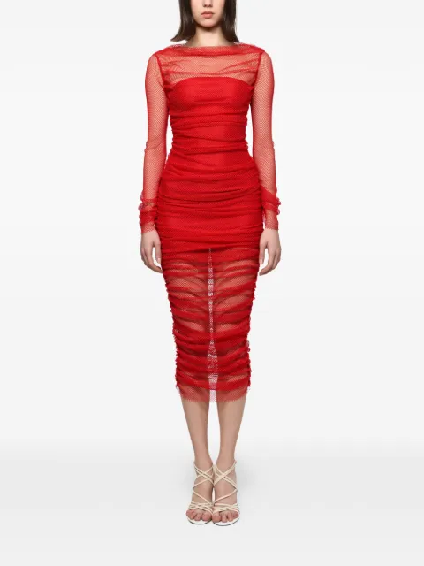 Atu Body Couture fishnet-design midi dress Red AT25016