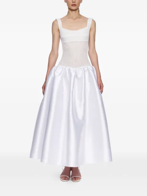 Atu Body Couture corset-detail flared midi gown White AT25002