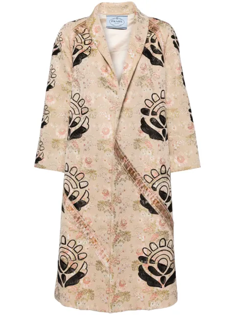 Prada Pre-Owned Embroidered Floral Coat Neutrals CSLM8096R