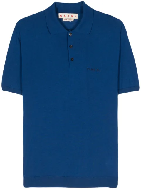 Marni logo-embroidered polo shirt Blue POMG0061E0UFW531