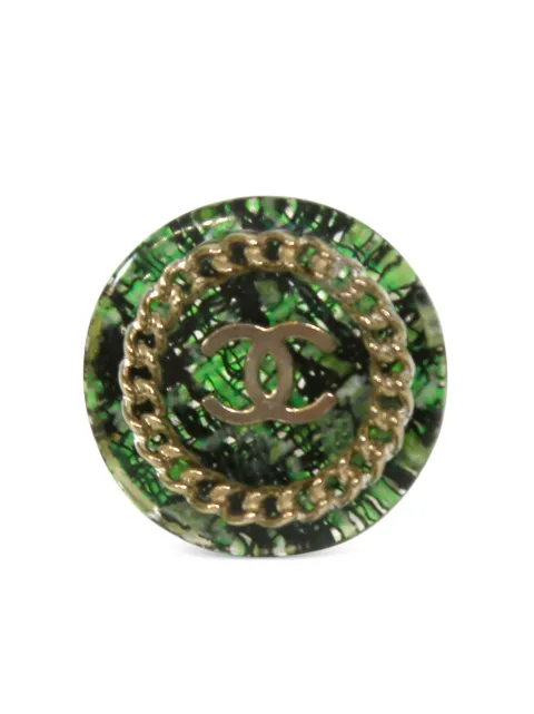 CHANEL Pre-Owned CC tweed ring Green DPVC8104
