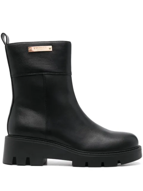 TWINSET logo-plaque boots Black 242TCP056