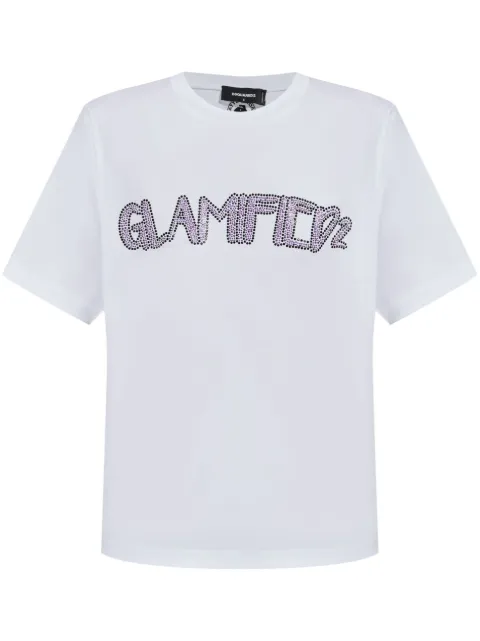 DSQUARED2 rhinestone-embellished T-shirt White S72GD0543D20020