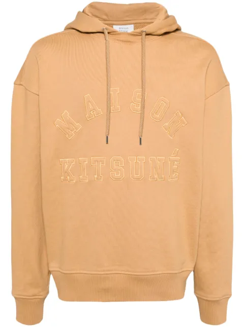 Maison Kitsuné logo-embroidered cotton hoodie Brown NM00702KM0326P242