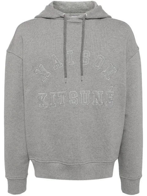 Maison Kitsuné logo-embroidered cotton hoodie Grey NM00702KM0326