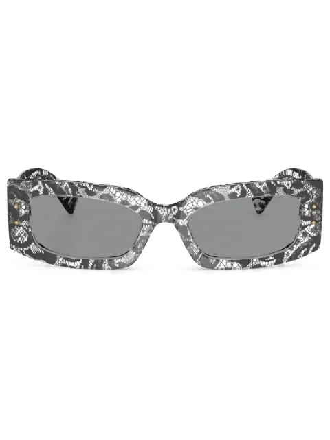 Dolce & Gabbana Eyewear floral rectangle-frame sunglasses Black DG447932871