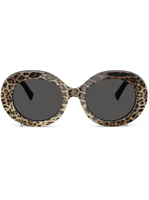 Dolce & Gabbana Eyewear leopard-print round-frame sunglasses Brown DG4448