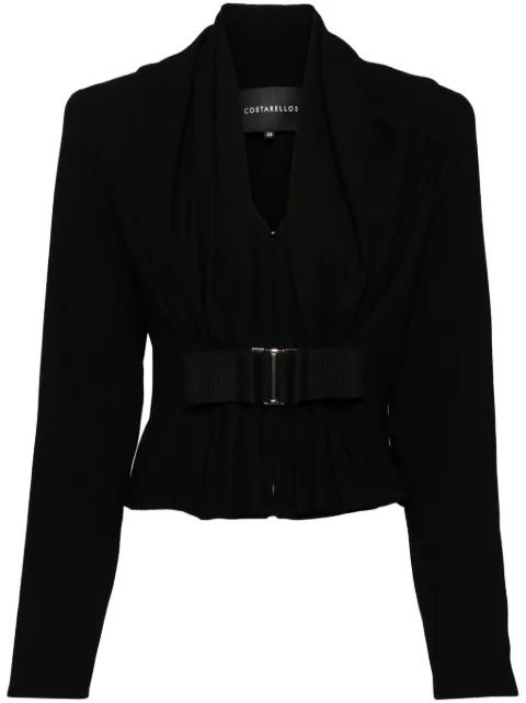 Costarellos crepe wool cropped jacket Black PF2476
