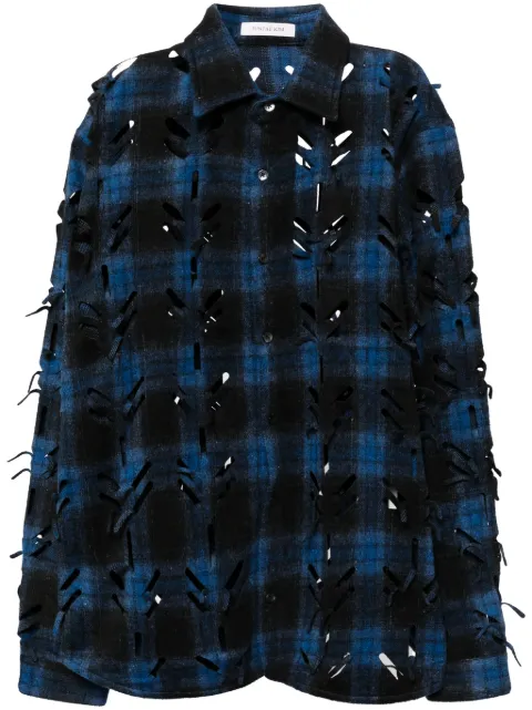 JUNTAE KIM laser-slashed shirt Blue JTKAW24S03