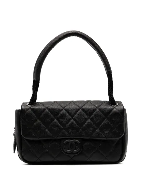 CHANEL Pre-Owned 2008 Medium Classic Zippered Expandable Rubber CC Flap Bag Black CHANELRUBBERYACHTFLAP