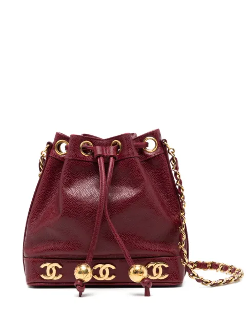 CHANEL Pre-Owned 1994 CC logo caviar Tote Bag Red 1990SMULTICCBURGUNDY