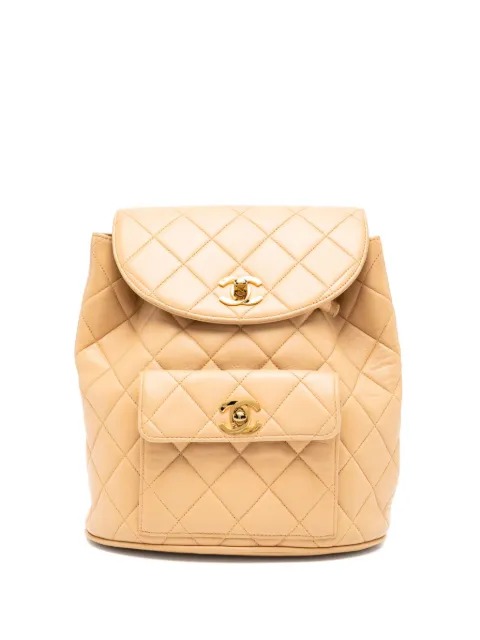 CHANEL Pre-Owned small lambskin backpack with interwoven chain straps Neutrals CHANELDUMABEIGE