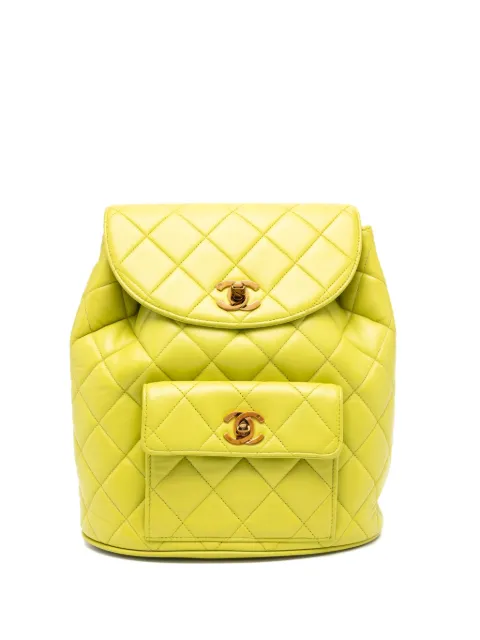 CHANEL Pre-Owned Chanel Lime Quilted quilted small lambskin backpack with interwoven chain straps Green CHANELDUMALIME
